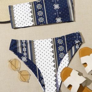 Strapless tribal bikini set